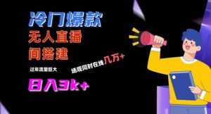 冷门爆款直播间手把手搭建，流量巨大，日入3k+【揭秘】-第一资源库