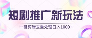 短剧推广新玩法，不剪辑，工具助力一键过原创，日入1000+【揭秘】-第一资源库