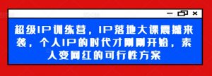 超级IP训练营,IP落地大课震撼来袭,个人IP的时代才刚刚开始,素人变网红的可行性方案-第一资源库