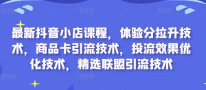 最新抖音小店课程,体验分拉升技术,商品卡引流技术,投流效果优化技术,精选联盟引流技术-第一资源库