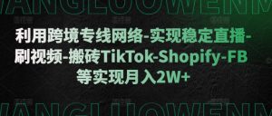 利用跨境专线网络-实现稳定直播-刷视频-搬砖TikTok-Shopify-FB等实现月入2W+【揭秘】-第一资源库