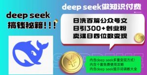 Deepseek做知识付费日洗百篇公众号文日引300+创业粉,卖课日四位数变现保姆级教程!-第一资源库