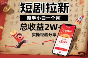 短剧拉新新手小白一个月总收益2W+实操经验分享-第一资源库