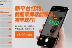 新平台红利，截图录屏就能賺米，有手就行！2分钟完成一单，时间自由，单量无上限，轻松日入5张【揭秘】-第一资源库