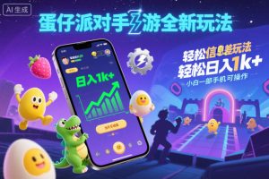 蛋仔派对手游全新玩法，轻松日入1k+，风口信息差玩法，当天见收益，小白一部手机可操作-第一资源库