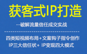 获客型IP打造，破解流量信任成，四类短视频布局+文案钩子指令创作IP三大信任状+IP变现四大模式-第一资源库