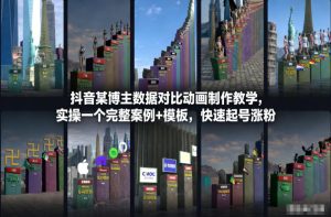 抖音某博主数据对比动画制作教学,实操完整案例+模板,快速起号涨粉-第一资源库