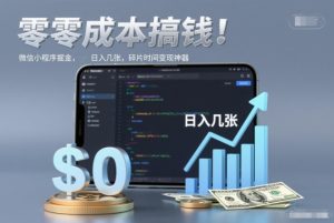 零成本搞钱，微信小程序掘金，简单易操作，日入几张，碎片时间变现神器【揭秘】-第一资源库