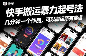 快手搬运暴力起号法，几分钟一个作品，手机就能做，可以搬运所有赛道-第一资源库
