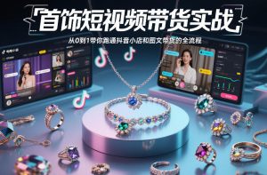 首饰短视频带货实战，从0到1带你跑通抖音小店和图文带货的全流程-第一资源库