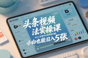 头条视频玩法实操课，从0-1全细节头条所有问题，小白也能日入5张-第一资源库