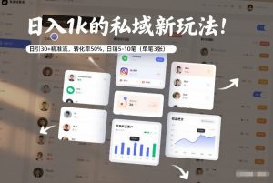 日入1k的私域新玩法:日引30+精准流,转化率50%,日销5-10笔(单笔3张)-第一资源库