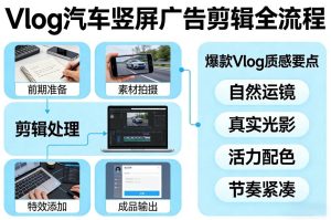 Vlog感觉汽车竖屏广告剪辑脚本全流程，拿捏爆款Vlog质感-第一资源库
