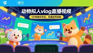 动物拟人vlog直播视频,5分钟教你学会,快速起号涨粉-第一资源库