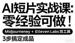 AI短片实战课：零经验可做，Midjourney+ElevenLabs双工具，3步搞定成品-第一资源库