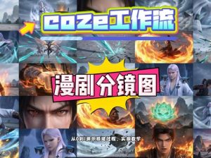 通过Coze工作流，制作《动漫分镜图》，两分钟制作完成25宫格分镜图，从0到1演示搭建过程，实操教学-阿俊淘金