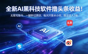 全新AI黑科技软件撸头条收益！无需写指令，一键秒过原创，每天只需半小时，稳定日入3张【揭秘】-阿俊淘金