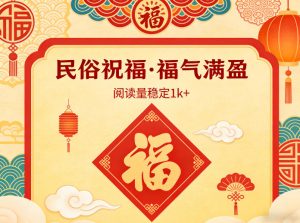 公众号流量主之民俗祝福赛道，选题不愁，结构固定，阅读稳定1w+-阿俊淘金
