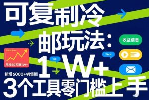 可复制冷邮件玩法：月投50刀賺1W+，新增6000+销售额，3个工具零门槛上手-阿俊淘金