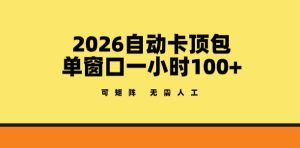 2026自动卡顶包玩法，单窗口一小时100+，可矩阵操作，无需人工【揭秘】-阿俊淘金