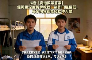 抖音【离谱数学答案】保姆级深度拆解教程,制作门槛巨低,每条内容都能轻松冲万赞,附详细步骤-阿俊淘金