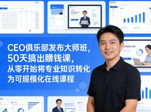 CEO俱乐部发布大师班，50天搞出賺钱课，从零开始将专业知识转化为可规模化在线课程-阿俊淘金