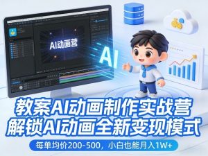 教案AI动画制作实战营,解锁AI动画全新变现模式,每单均价200-500,小白也能月入1W+-阿俊淘金