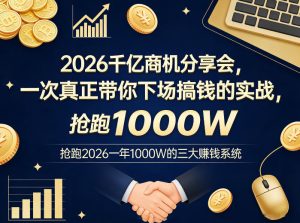 2026千亿商机分享会,一次真正带你下场搞钱的实战,抢跑2026一年1000W的三大賺钱系统-阿俊淘金