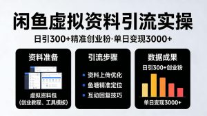 靠闲鱼虚拟资料引流,日引300+精准创业粉,单日变现3k+实操【揭秘】-阿俊淘金