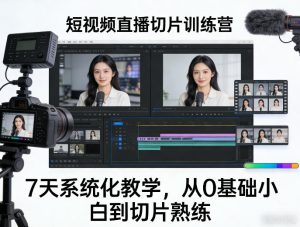 短视频直播切片训练营,7天系统化教学,从0基础小白到切片熟练-阿俊淘金