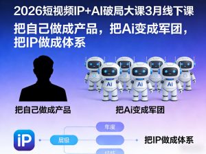 2026短视频IP+AI破局大课3月线下课,把自己做成产品,把Ai变成军团,把IP做成体系-阿俊淘金