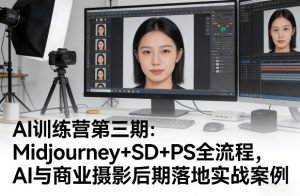 AI训练营第三期：Midjourney+SD+PS全流程，AI与商业摄影后期落地实战案例-阿俊淘金