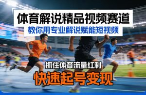 体育解说精品视频赛道,教你用专业解说赋能短视频,抓住体育流量红利,快速起号变现-阿俊淘金