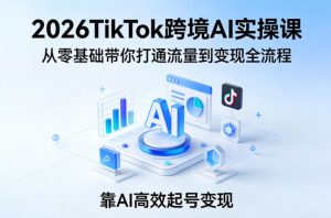 2026TikTok跨境AI实操课,从零基础带你打通流量到变现全流程,靠AI高效起号变现-阿俊淘金