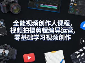 全能视频创作人课程，视频拍摄剪辑编导运营，零基础学习视频创作（更新2026年3月）-阿俊淘金