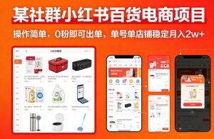 某社群小红书百货电商项目，操作简单，0粉即可出单，单号单店铺稳定月入2w+-阿俊淘金