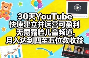 30天YouTube快速建立并运营可盈利无需露脸儿童频道,月入达到四至五位数收益-阿俊淘金
