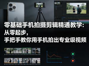 零基础手机拍摄剪辑精通教学:从零起步,手把手教你用手机拍出专业级视频-阿俊淘金