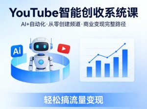 YouTube智能创收系统课,AI+自动化,从零创建YouTube频道并实现商业变现的完整路径,轻松搞流量变现-阿俊淘金