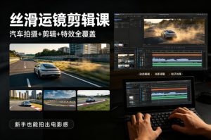 大叔丝滑运镜剪辑课,汽车拍摄+剪辑+特效全覆盖,新手也能拍出电影感-阿俊淘金