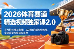 2026体育赛道精选视频独家课2.0,百万粉丝博主亲授:从0到1的制作全流程,实现流量与收益双丰收-阿俊淘金