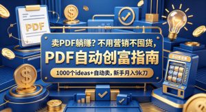 卖PDF躺賺？不用营销不囤货，PDF自动创富指南，1000个ideas+自动卖，新手月入9k刀【原创双语字幕】-阿俊淘金