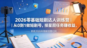 2026零基础短剧达人训练营｜从0到1做短剧号，接星图任务賺收益，抓住2026年短剧流量红利-阿俊淘金