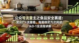 公众号流量主之食品安全赛道，受众广+流量稳，每篇作品稳定万次阅读，从0-1全流程讲解-阿俊淘金
