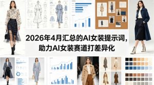 2026年4月汇总的AI女装提示词，助力AI女装赛道打差异化-阿俊淘金