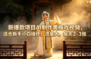 新爆款项目AI制作黄梅戏视频，适合新手小白操作，流量大，每天2-3张-阿俊淘金