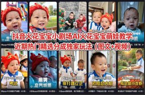 抖音火花宝宝小剧场AI火花宝宝萌娃教学，近期热门精选分成独家玩法（图文+视频）-阿俊淘金