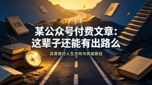某公众号付费文章：这辈子还能有出路么-阿俊淘金