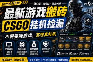 最新游戏搬砖，CSGO纯挂G，不需要玩游戏，实现真挂G，月入1W+，五一小高峰上车可吃肉，手机即可操作【揭秘】-阿俊淘金