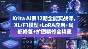 Krita AI第12期全能实战课，XL/F1模型+LoRA应用+局部修复+扩图精修全精通-阿俊淘金